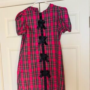 Plaid Pink Mini Dress with Black Accents